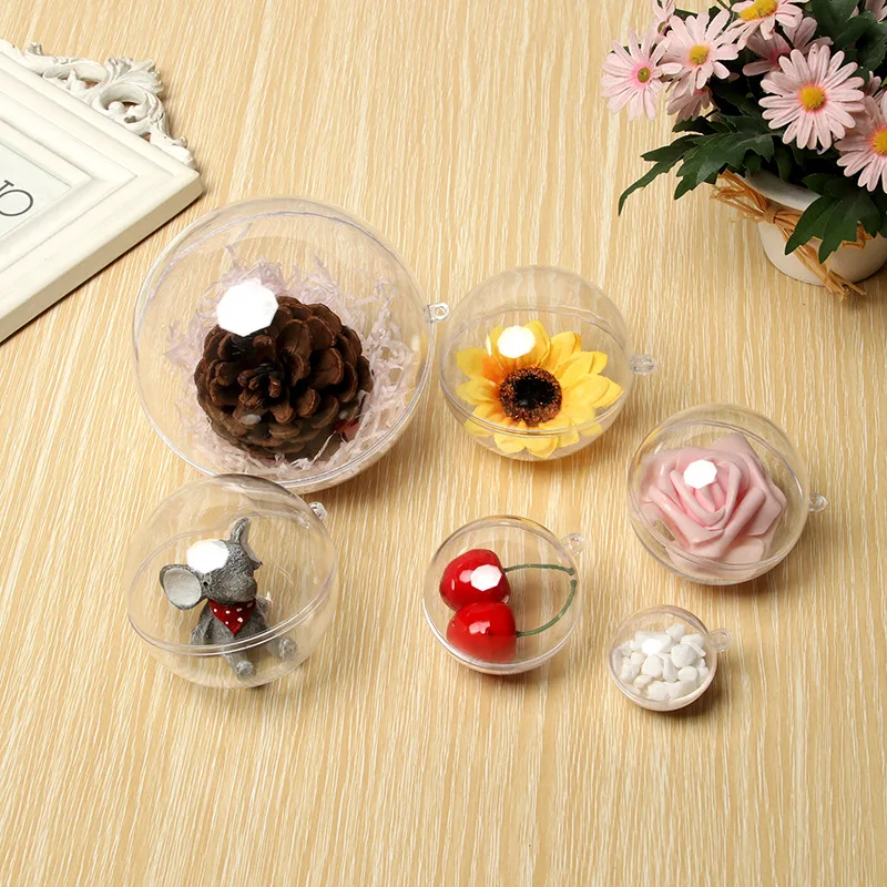 

5-12cm Clear Christmas Ball Transparent Fillable Bauble Xmas Tree Hanging Ornament Home Wedding Party DIY Deocr Xmas Gift Box