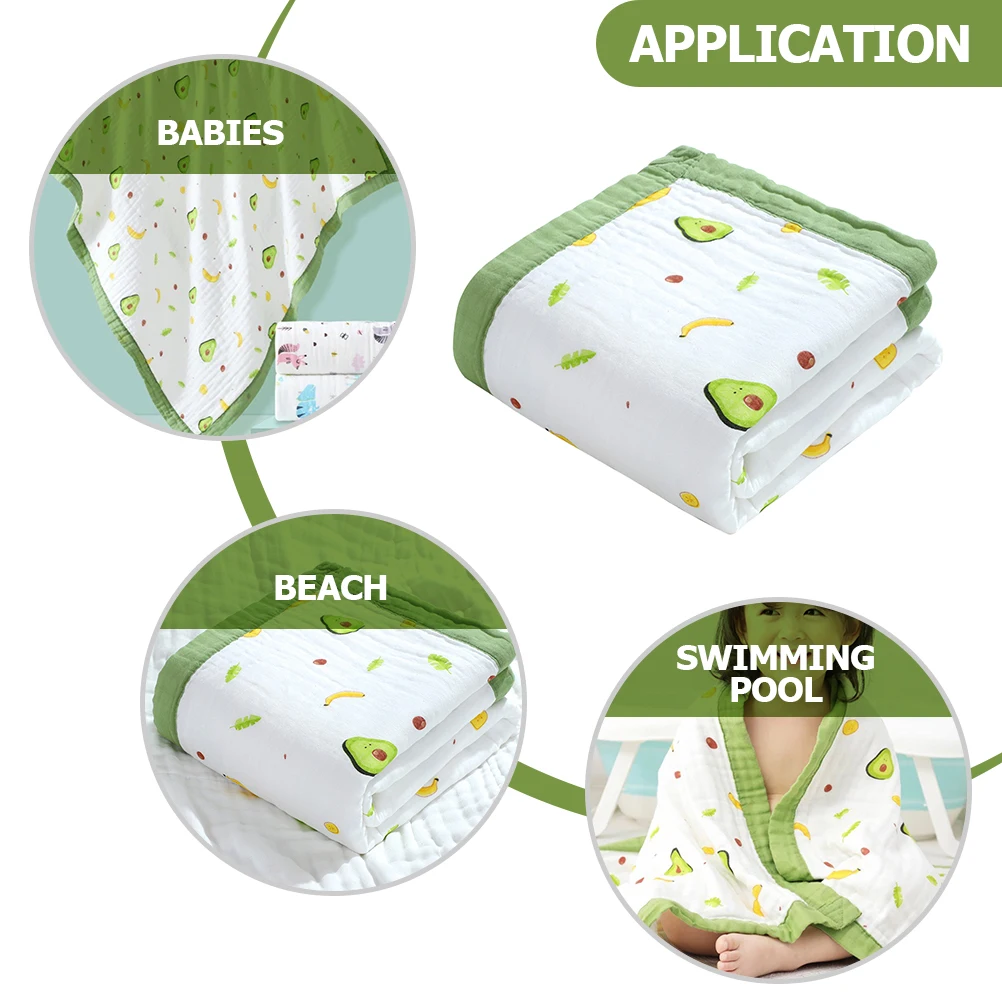 

Soft Premium Cotton Baby Bath Towel Newborn Kids Avocado Pattern Quick Dry Lightweight Portable Toddler Bath Towel Comfortable