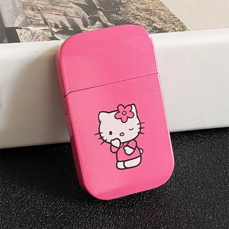 Net Red Ins High-value Windproof Lighter Sanrio Melody Kulomi Hello Kitty Lighters Kawaii Cute Butane Gas Lighter Free Regulator