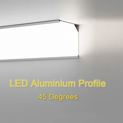 LED Aluminium Profile 45° Oblique Beam Top Corner Linear Light For Bedroom Corridor Indoor Decorative Led Ceiling Wall Profile