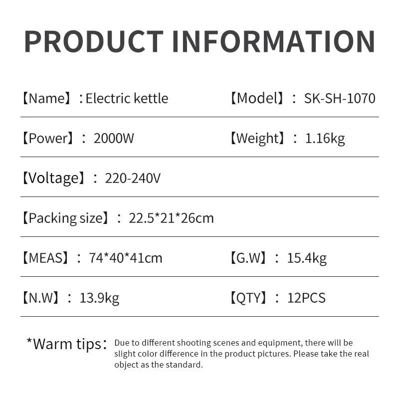 Bollitore elettrico da 2,2 litri bollitore per caffè in acciaio inossidabile a luce blu temperatura 2000W bollitore per acqua intelligente elettrodomestici