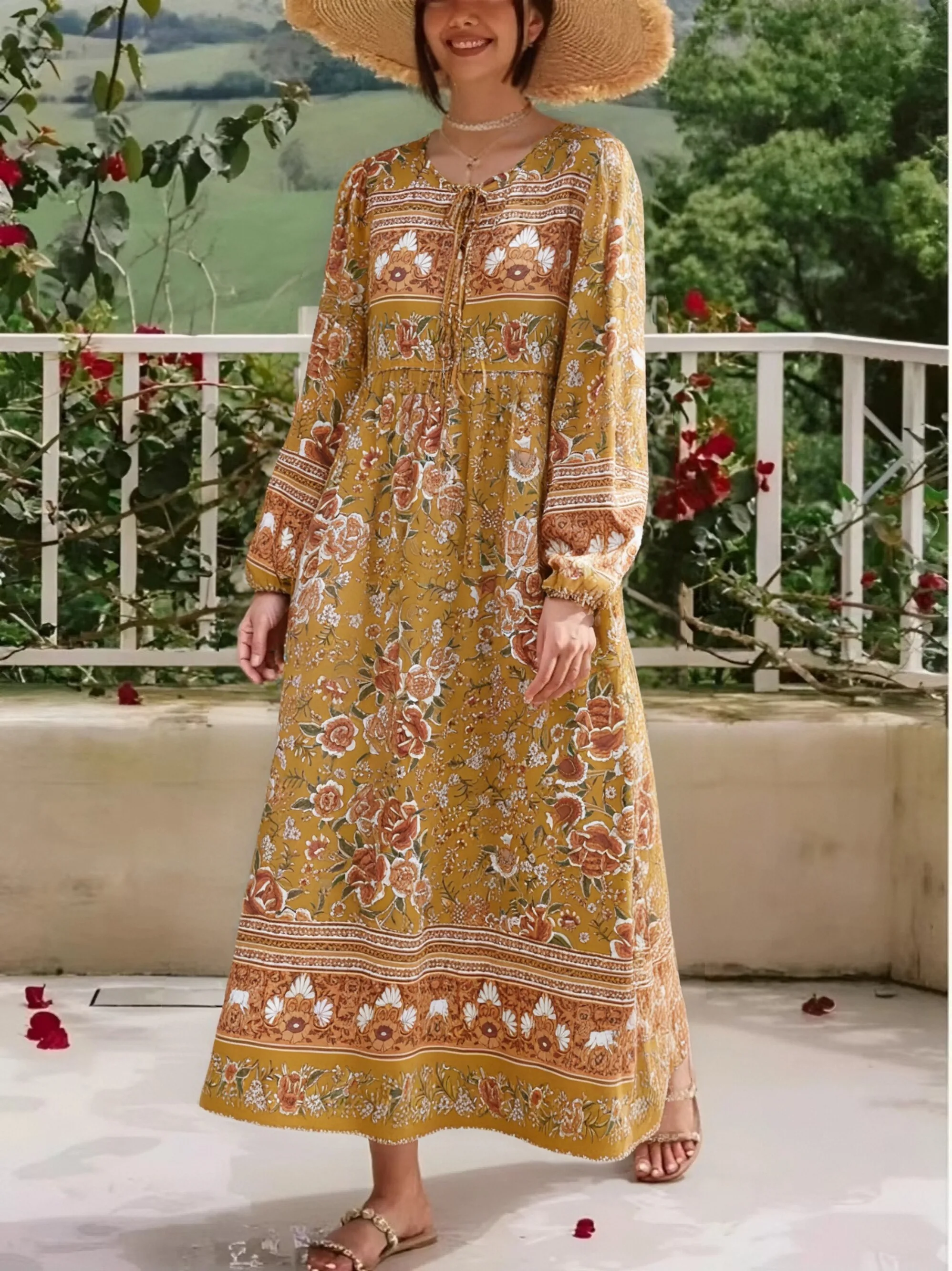 Vintage Chic Women Long Sleeve Tie Neck Ethnic Multi Floral Print Beach Bohemian Maxi Dresses Ladies Rayon Boho Dress Vestidos - AliExpress 200000345 Vintage Chic Women Long Sleeve Tie Neck Ethnic Multi Floral Print Beach Bohemian Maxi Dresses Ladies Rayon Boho Dress Vestidos - AliExpress 200000345