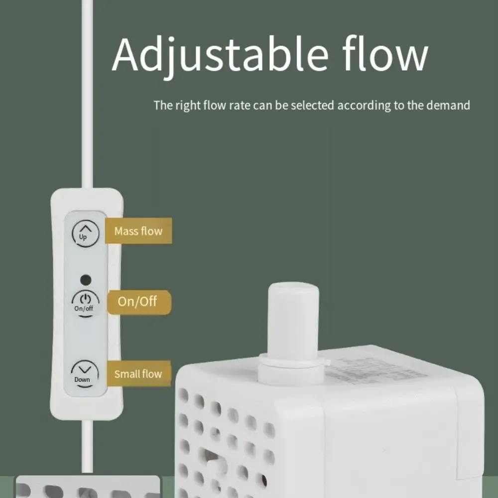 Low Pressure Aquarium USB Submersible Pump 3W 130L/H Mini Submersible Pump Automatic Off with Suction Cups Mini Fountain Pump