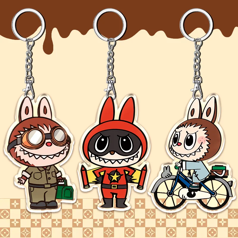 12 سنتيمتر LABUBU الأشياء الاكريليك المحيط قلادة مزدوجة الوجهين نمط قلادة سلسلة مفاتيح مصنوعة من الأكريليك لطيف وممتع الأطفال مهرجان هدية #3