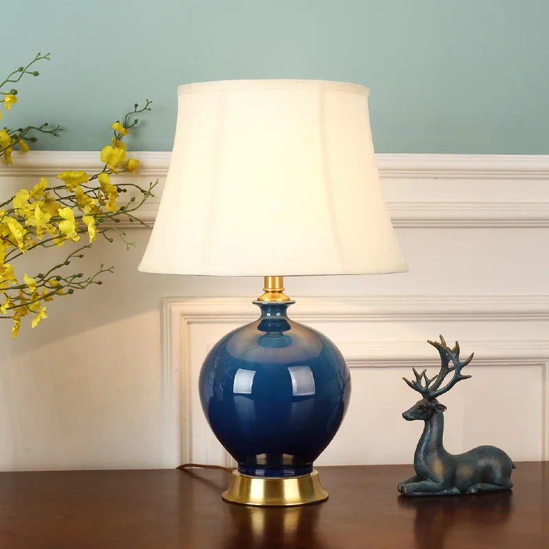 

SANDYHA стильный современный медный керамический торшер светодиодный светильник для спальни гостиной акцент домашний декор с тканевым абажуром