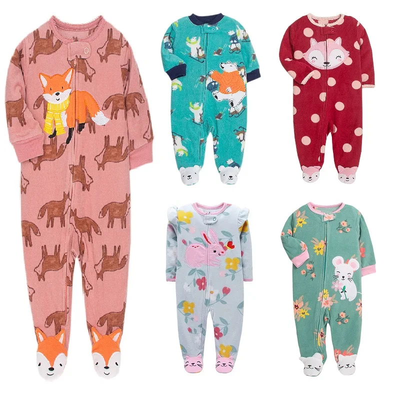 Newborn Baby Girls Boys Romper Spring Autumn Polar Fleece Long Sleeve Jumpsuit Infant Baby One Piece Pajamas Children's Overalls