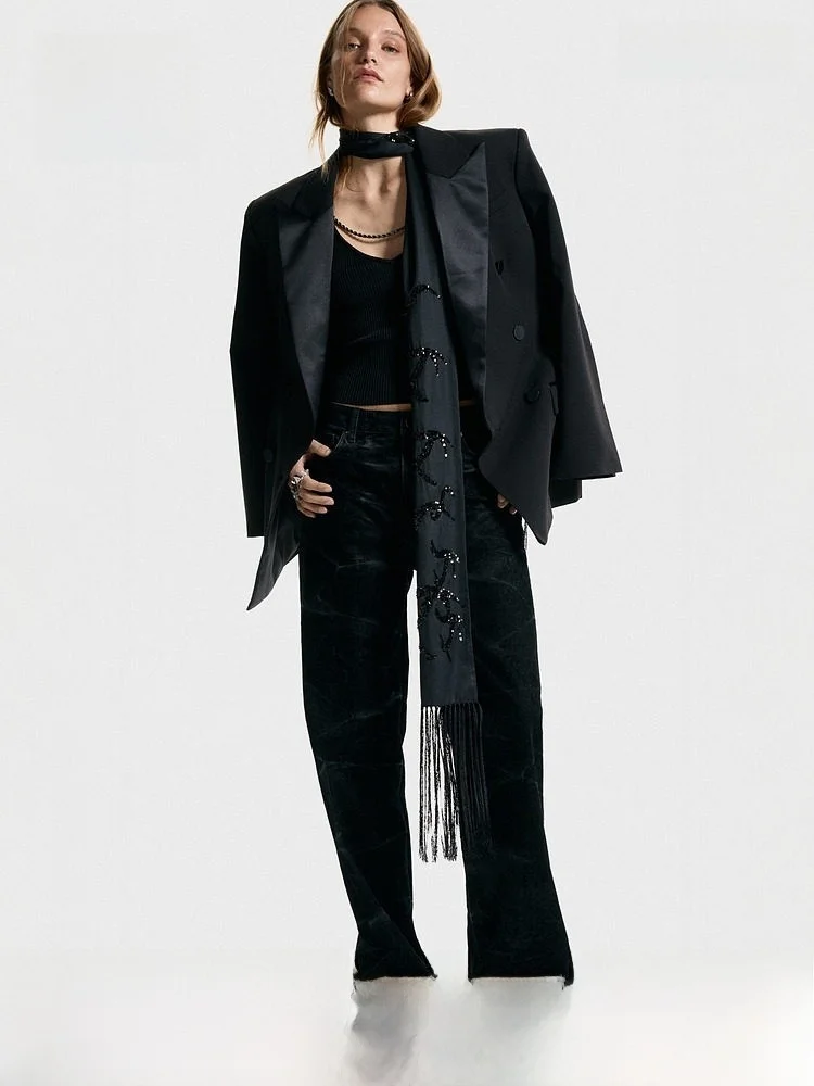 

Spring Women's Casual Fit Knitted Top with Chain Strap H&M Faion Brand Sli Slimming Sle Regular Thin