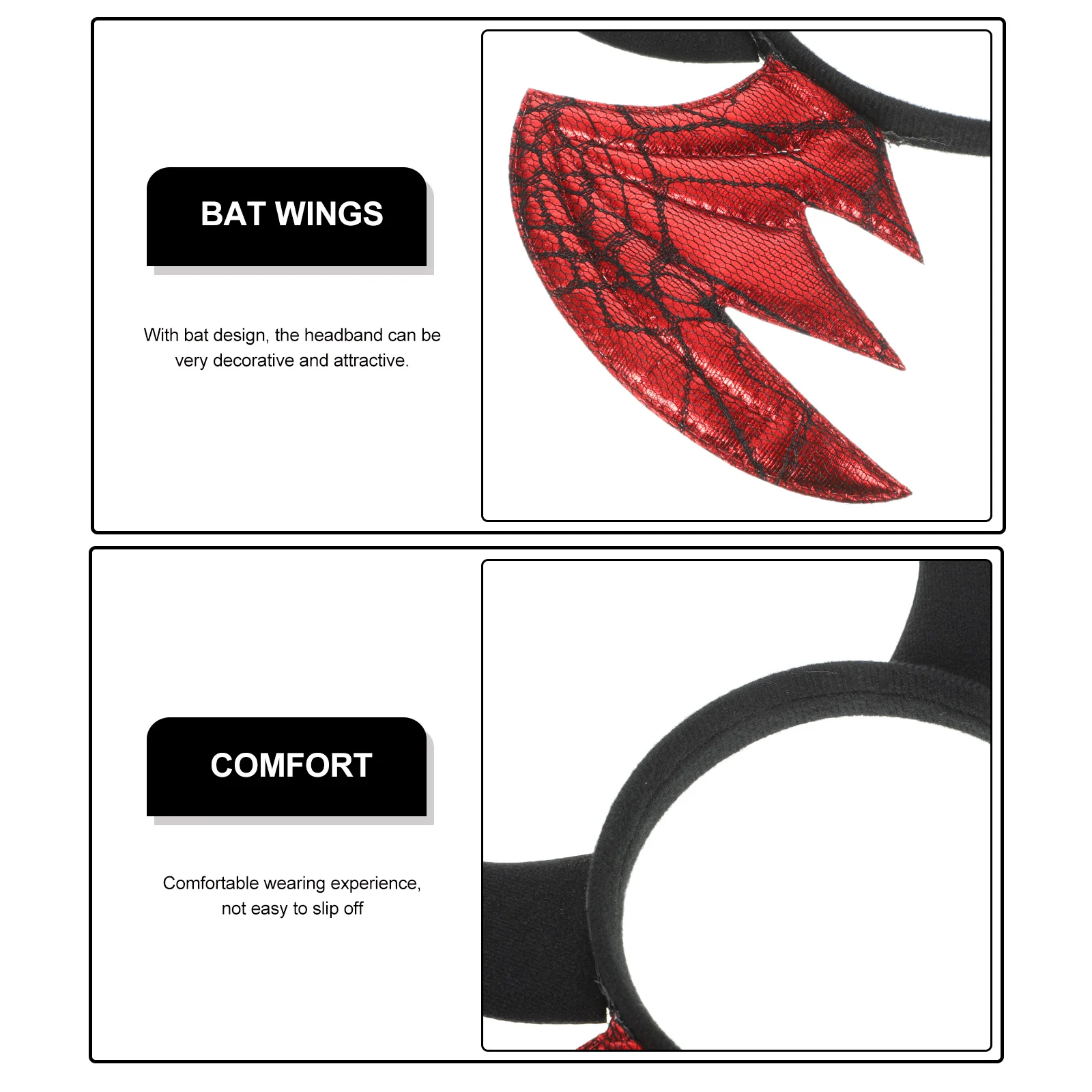 

Halloween Bat Headband Cosplay Costume Accessory Creative Design for Parties Photography Role Playing Bat Wing Headband