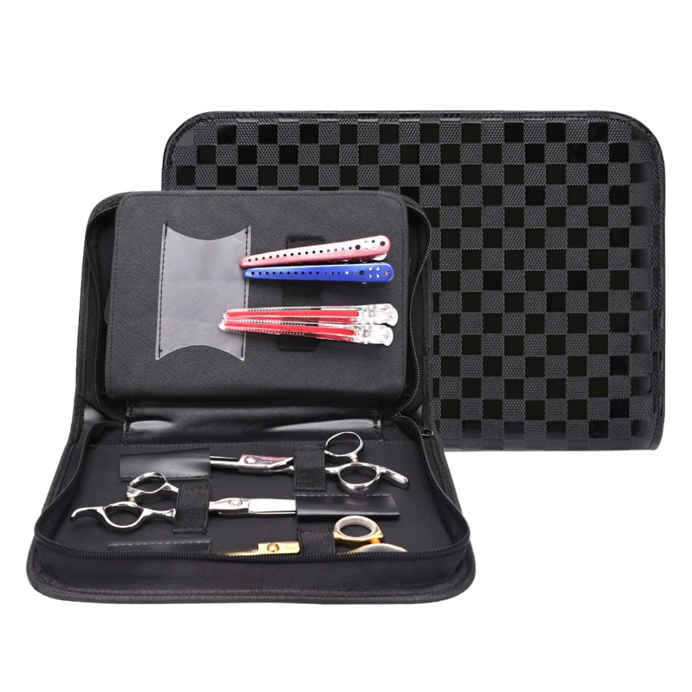 

Матовая сумка для хранения парикмахерских ножниц из искусственной кожи для салона, портативная расческа для волос на молнии, зажим для волос, кобура, сумка для инструментов, органайзер