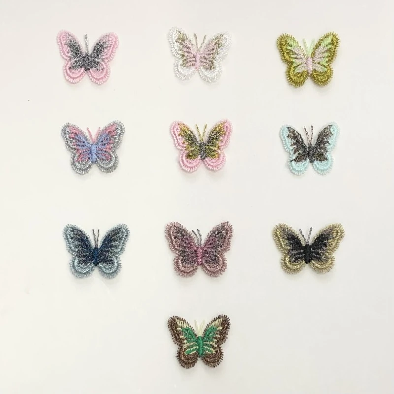 200pcs/Lot Sew Luxury Embroidery Patch Gold Butterfly Eyelash Headwear Antique Clothing Decoration Accessory Craft Diy Applique