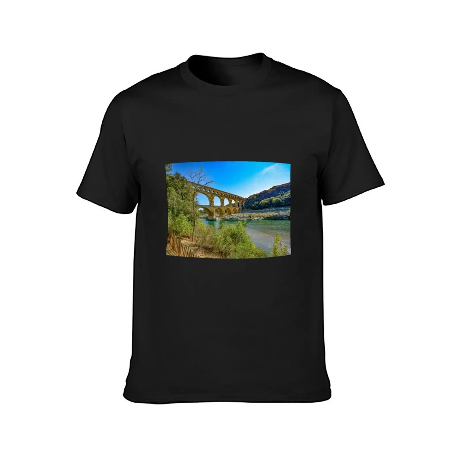 Roman Aqueduct ruins, Pont Du Gard, Provence, France color photograph / photography T-Shirt Short sleeve tee Men's clothing