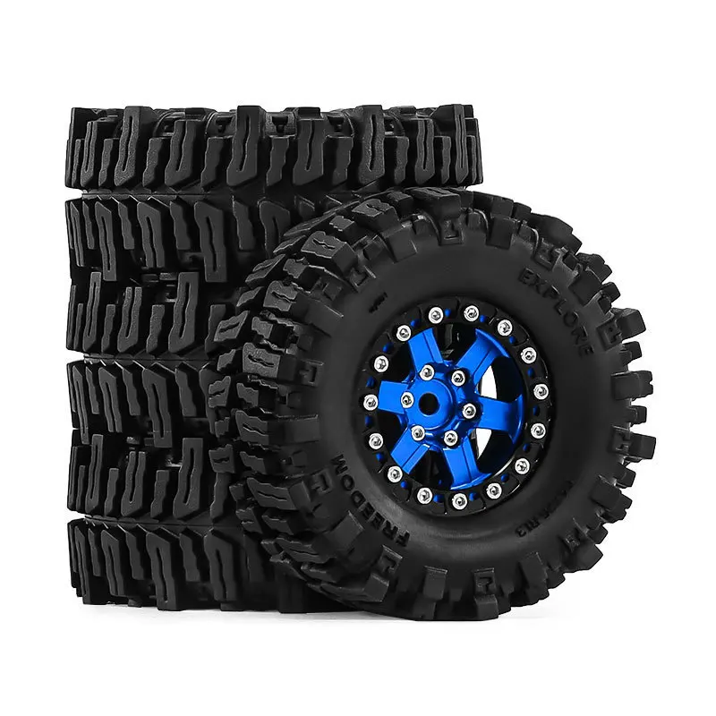 Opony 64mm do 1/18 TRX4M SCX24 FMS Ascent-18, felgi 1.3 cala, metalowe akcesoria tuningowe do samochodów RC, części zamienne