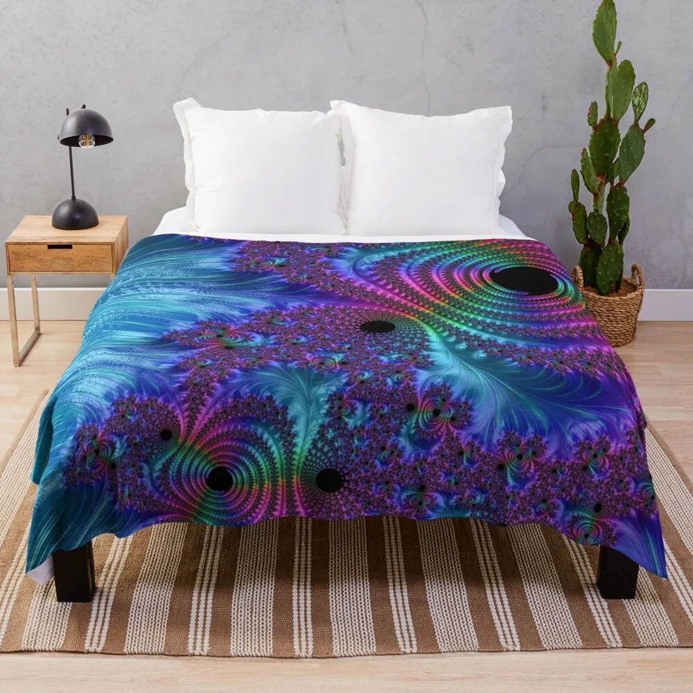 Sapphire corals Abstract Fractal Art Throw Blanket Personalized Gift Sleeping Bag Blankets