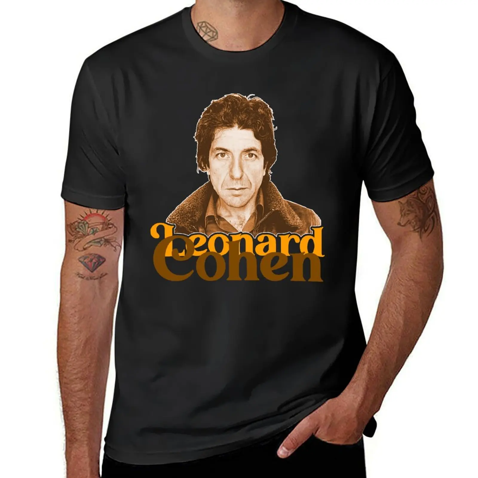 

Leonard Cohen // Retro Sepia Portrait Fan Tribute T-Shirt sweat korean fashion vintage clothes Short sleeve tee t shirts for men