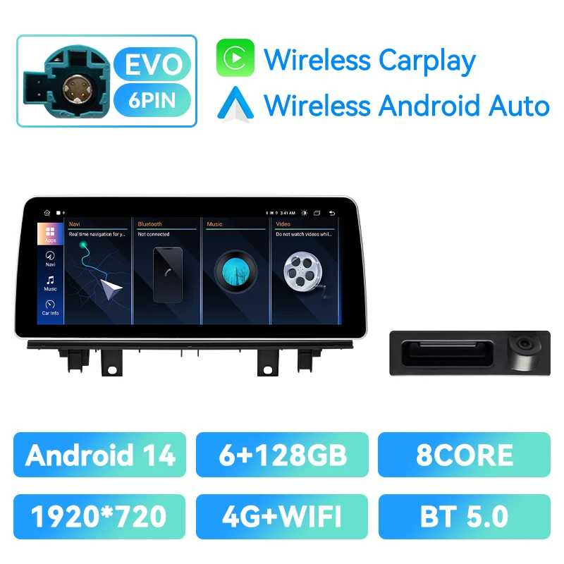 12.3INCH IPS Draadloze Carplay Auto Multimedia Speler Voor BMW X1 F48 X2 F39 2018-2021 EVO Android 14 GPS 4G Wifi Stereo Navigatie