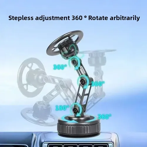 Imagen 2 del producto Plegable de tres ejes 360 °   Soporte para teléfono de coche con brazo mecánico giratorio, soporte Universal para navegación, soporte magnético para teléfono al vacío