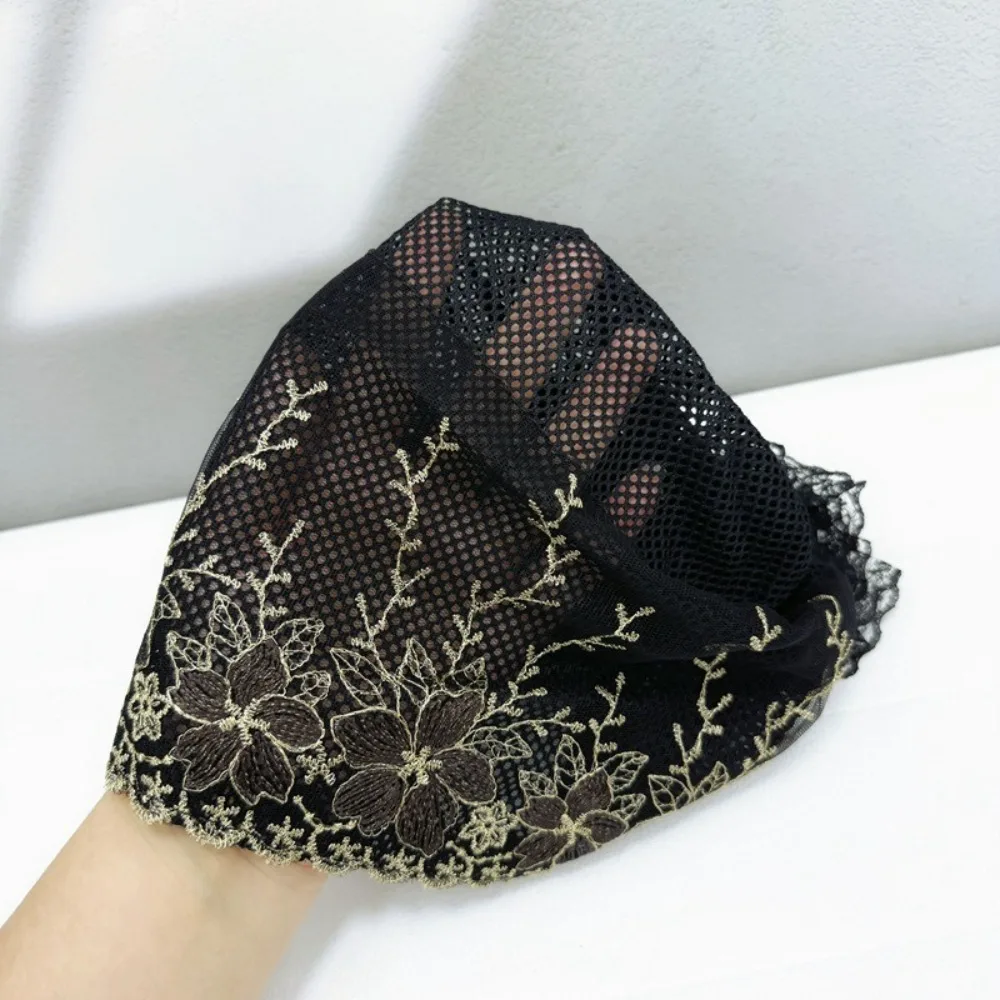 New Flower Embroidery Bonnet Hat Elastic Full Cover Headscarf Cover White Hair Breathable Head Wraps Caps Gift