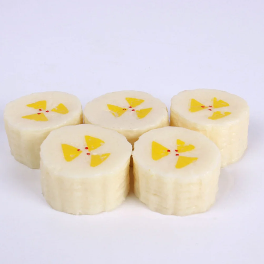 6 Pcs Simulated Banana Segments Artificial Fruits Ornaments Simulation Slices Bananas