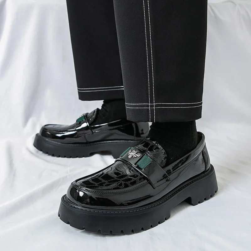 أحذية رجالية من الجلد الفاخر الخفيف بنعل سميك بمقدمة مستديرة بدون كعب مريحة وغير قابلة للانزلاق، أحذية رياضية رسمية للأعمال والمكتب #6