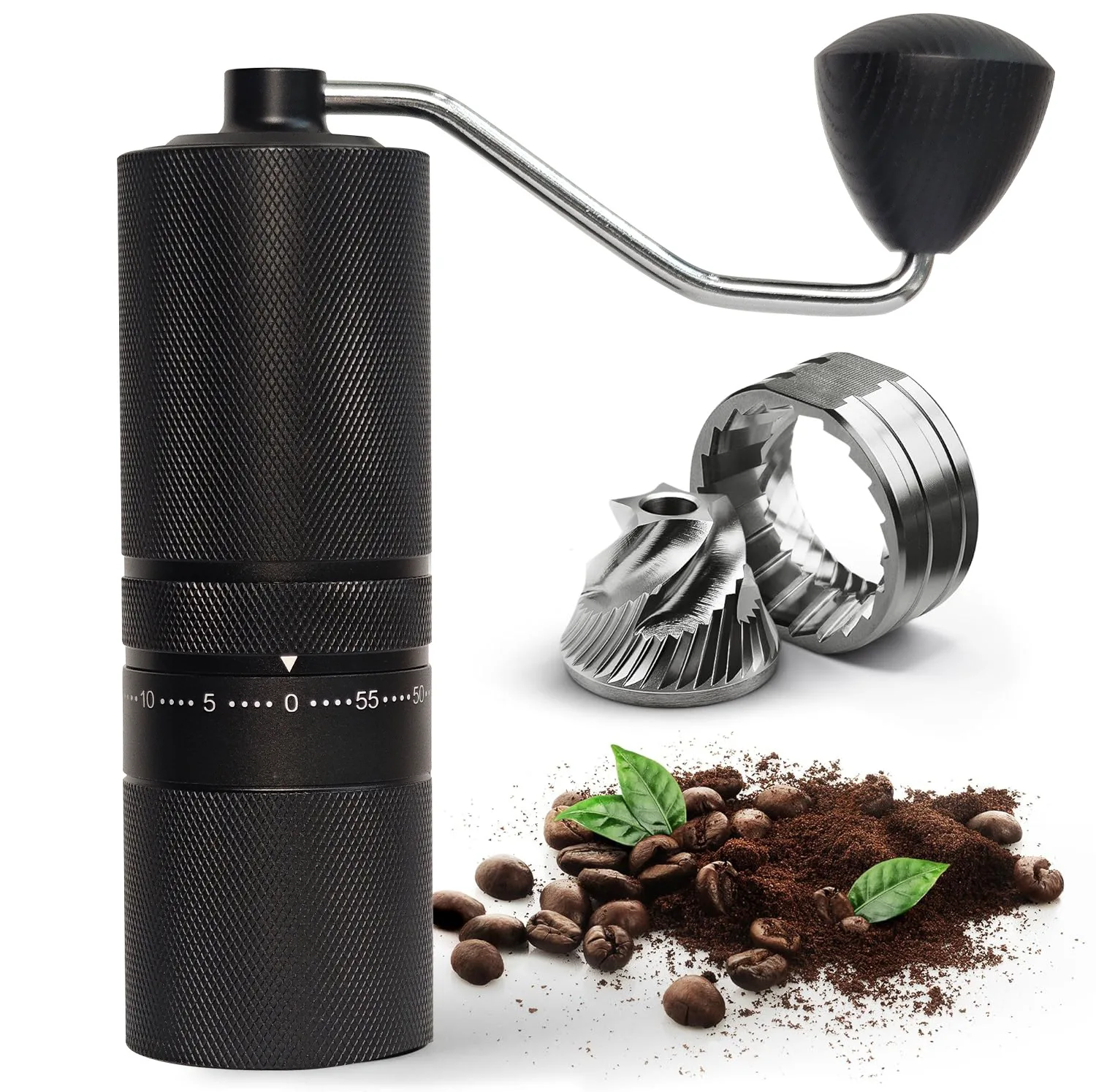 Manual Coffee Grinder Portable Hand Crank Coffee Bean Mill with Adjustable Settings