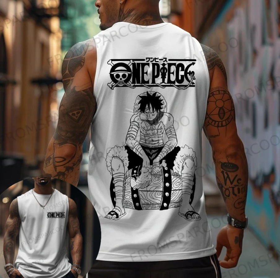 Einteilige ärmellose Herrenweste, Retro-Anime-Straßenkleidung, Fitnessstudio-Weste, T-Shirt-Dekoration, tägliche urbane Kleidung