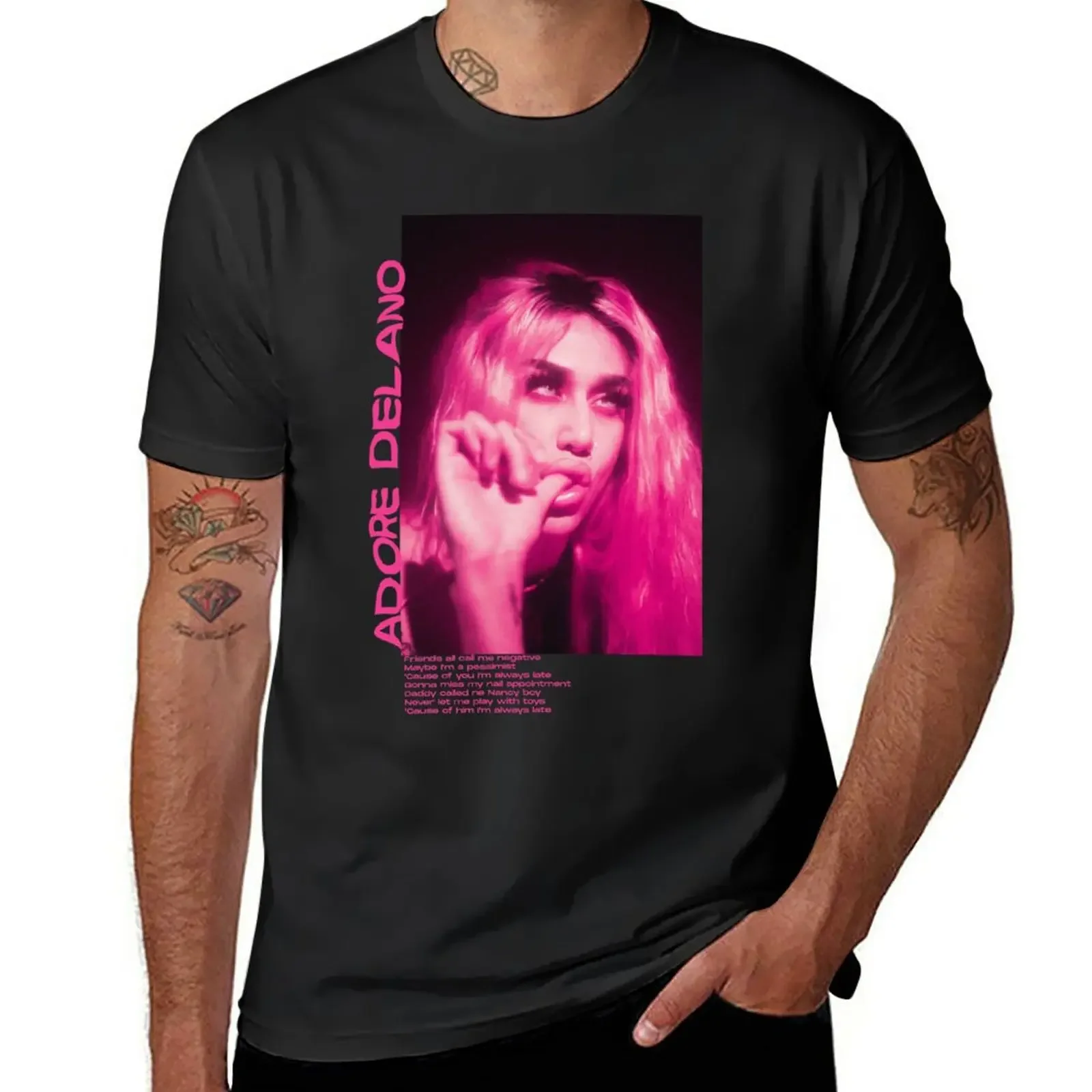 adore delano || pink negative Nancy T-Shirt plus size tops quick drying clothes for men