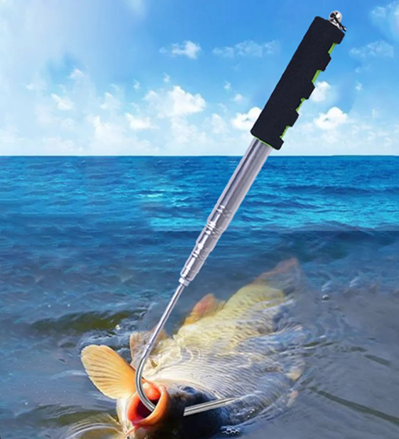 

60/70/80cm Retractable Fish Gaff Professional Telescopic Ice Sea Fishing Spear Hook Gripper Stainless Steel Fishing Tackle Tools