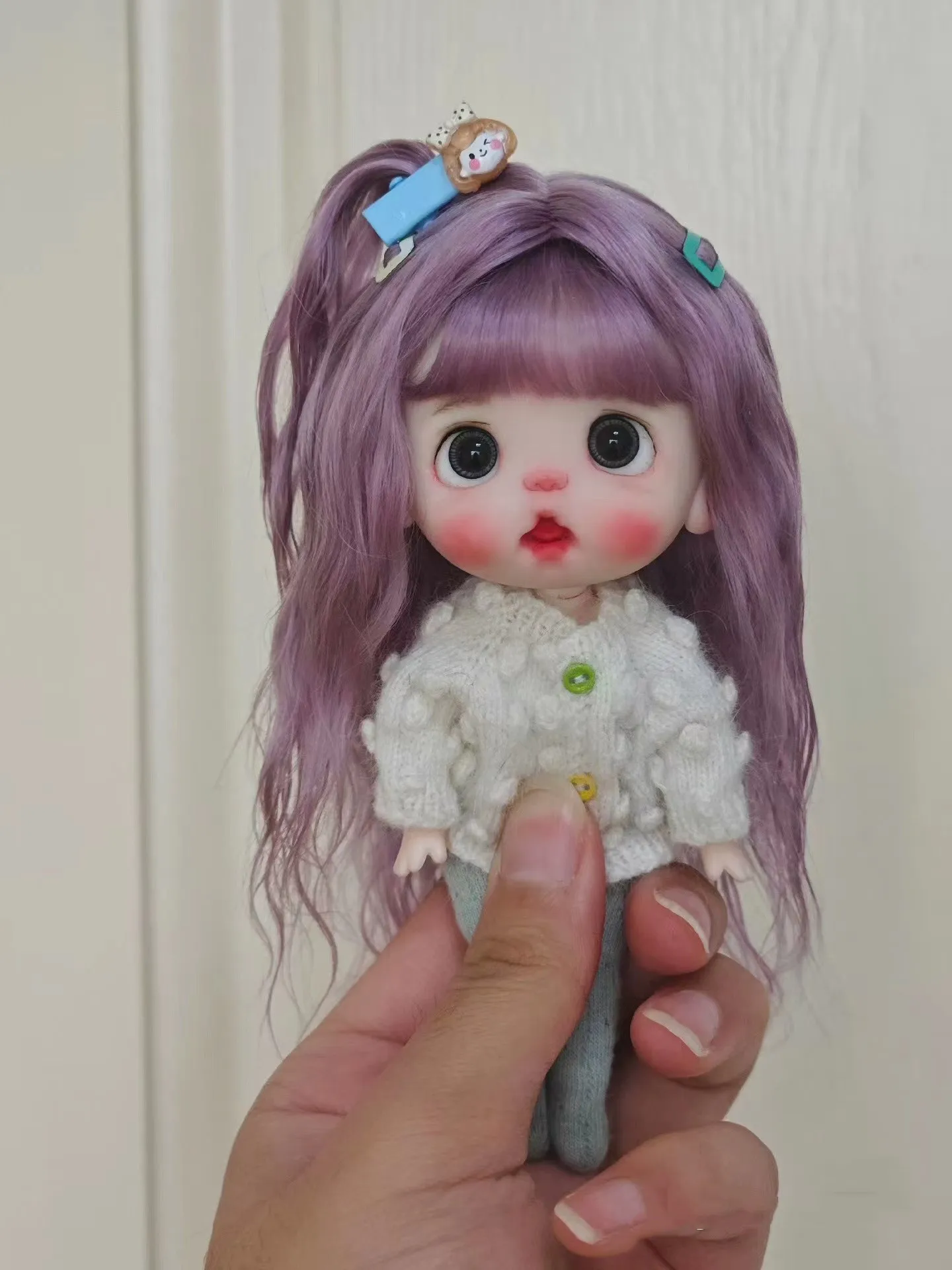 

Hair For Doll OB11 Mohair Wig, Straight Bang Doll Hair Curly, Fit Head Circumference 4-15CM