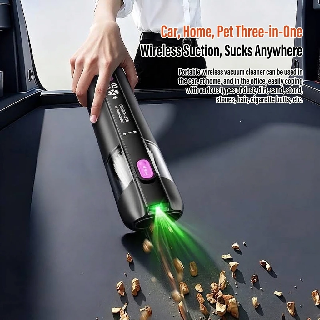 Handheld Car Vacuum Cleaner Cordless 4 in 1 Portable Wireless Suction Inflate Blow Type C Pet Hair