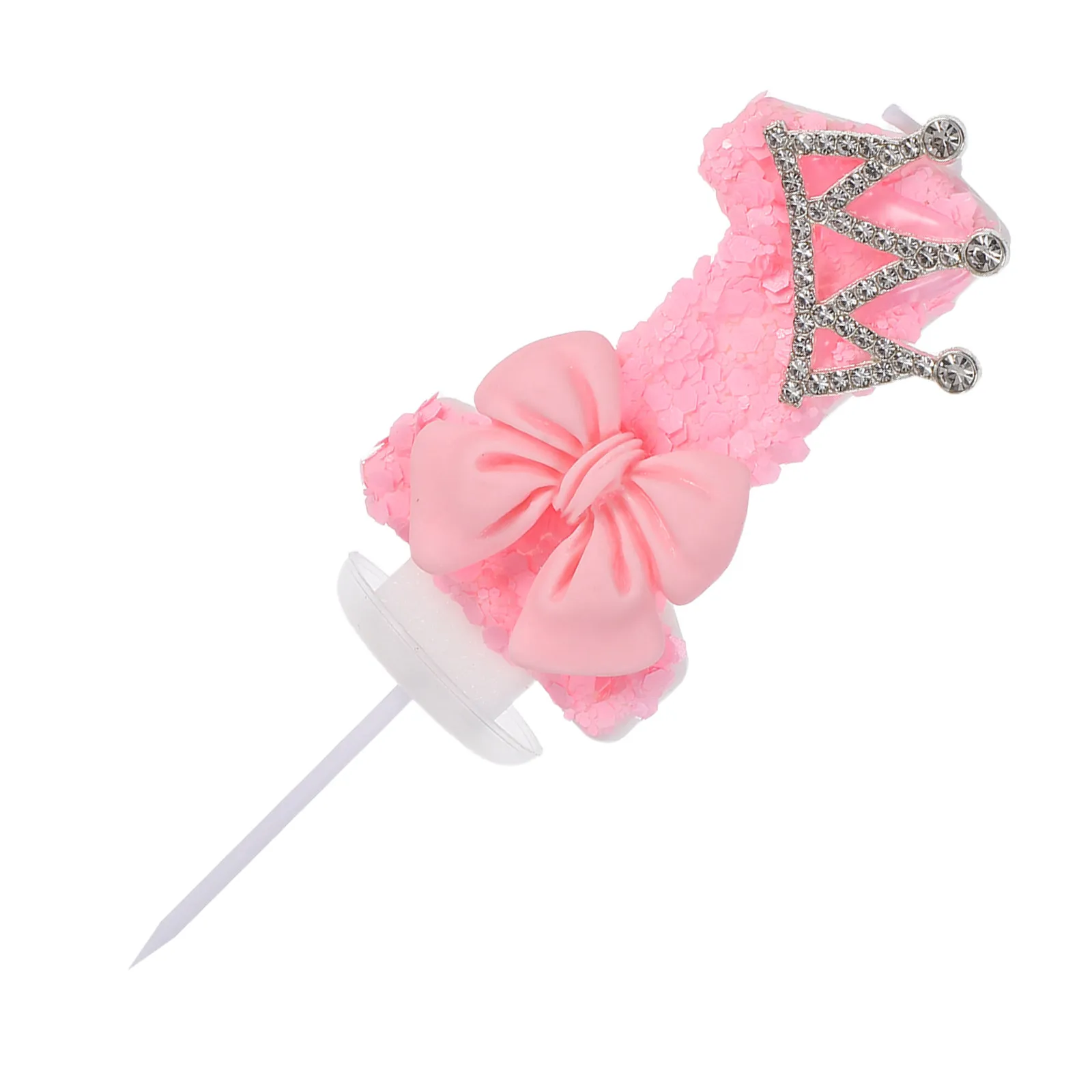 Pink 1st Birthday Bow Crown Cake Topper – Number 1 Cupcake Pick for Birthday Party Decorations