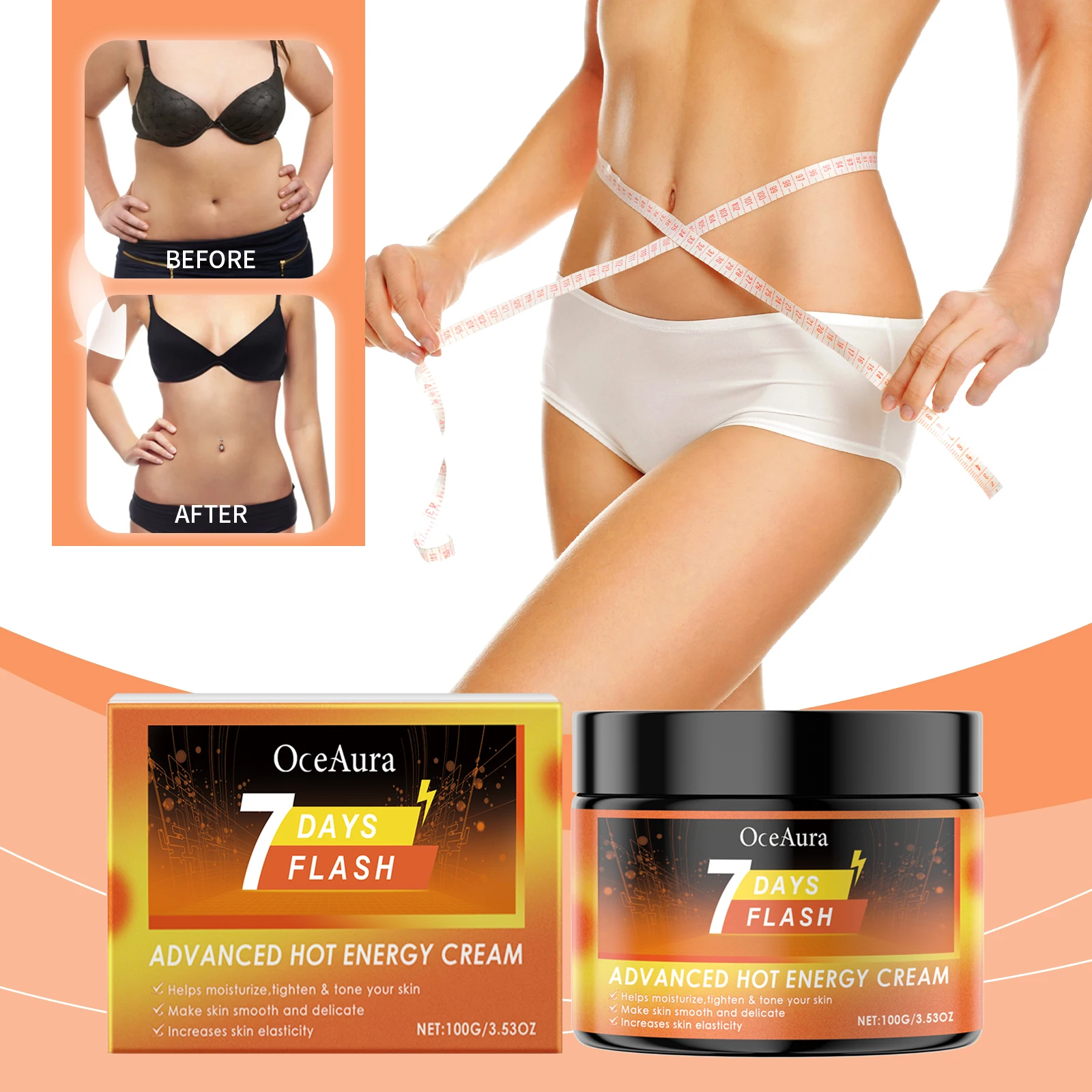 New Ginger Fat Burning & Firming Cream – Anti Cellulite Slimming Cream, Body Shaping & Skin Tightening for Belly, Arms & Legs, Sweating Enhancer for Abdominal Muscle Contouring