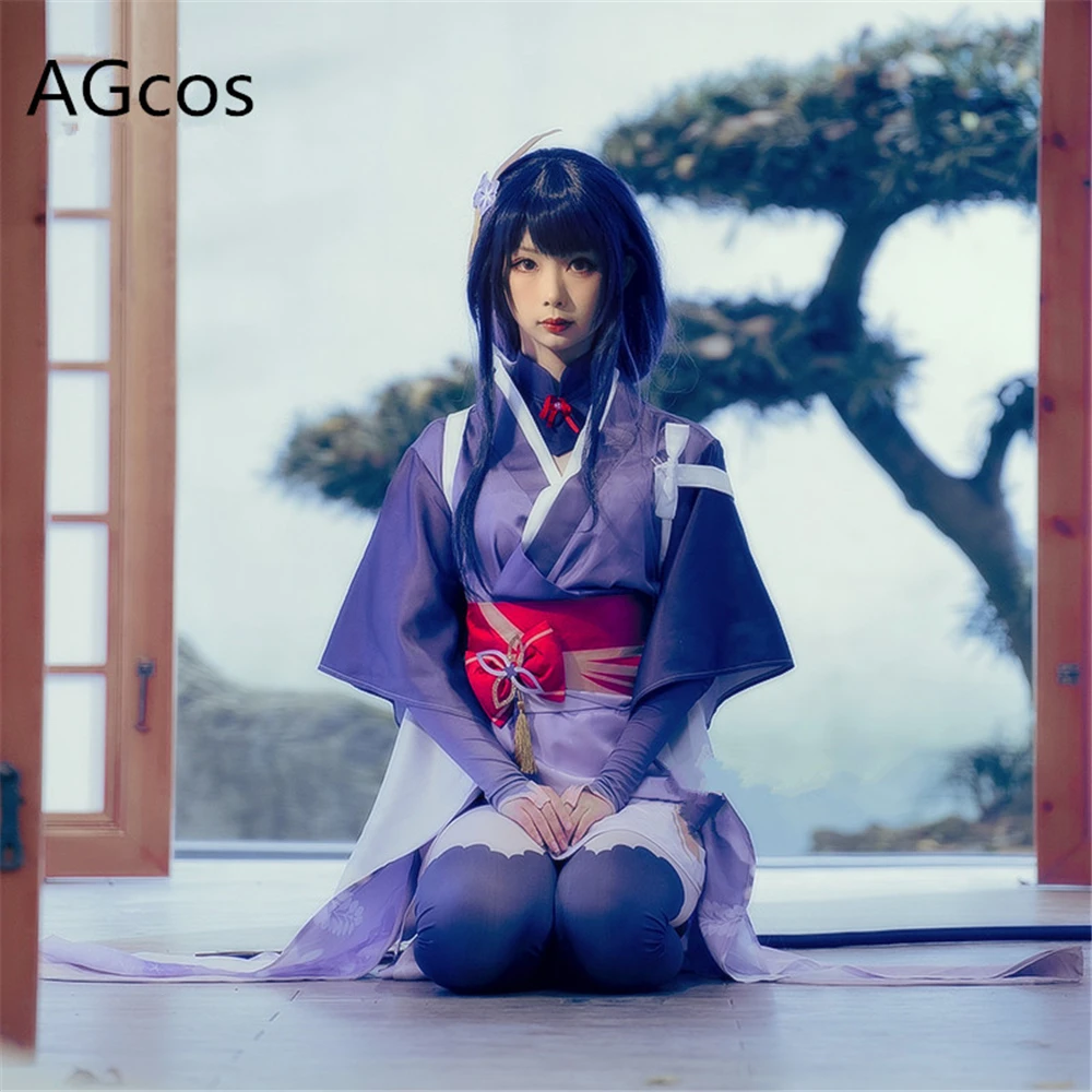 

AGCOS In Stock Genshin Impact Raiden Shogun Kimono Cosplay Costume Beelzebul Woman Christmas Cosplay Dresses