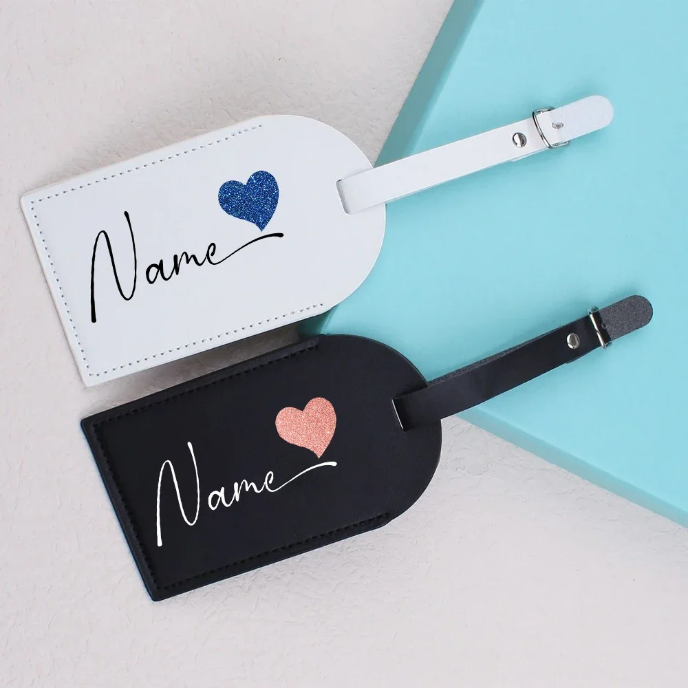 Personalised Name with Heart Leather Luggage Tag Custom Suitcase Tag Luggage Tag for Bridesmaid Suitcase Identifier Label