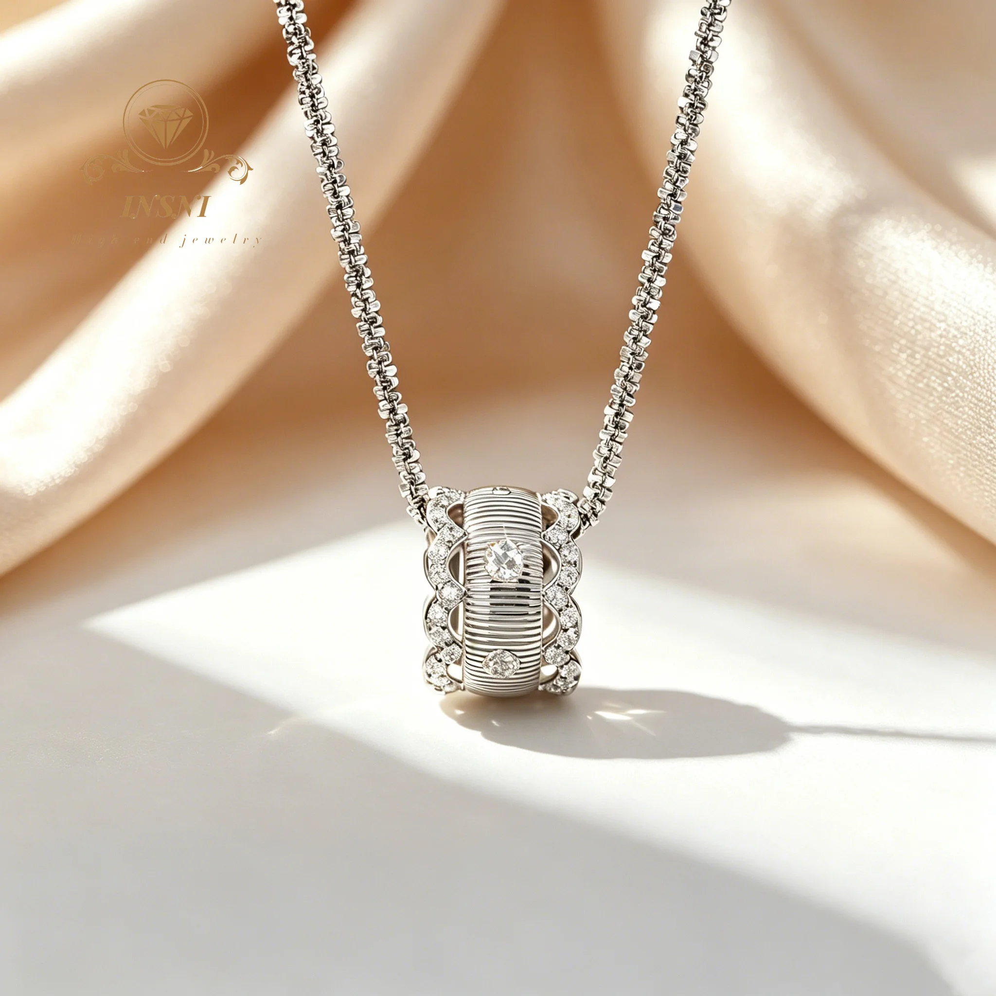 S925 Silver Transfer Tube Necklace Lace Light Luxury Niche Women's Sterling Silver Collarbone Chain Small Waist Commuter Gift