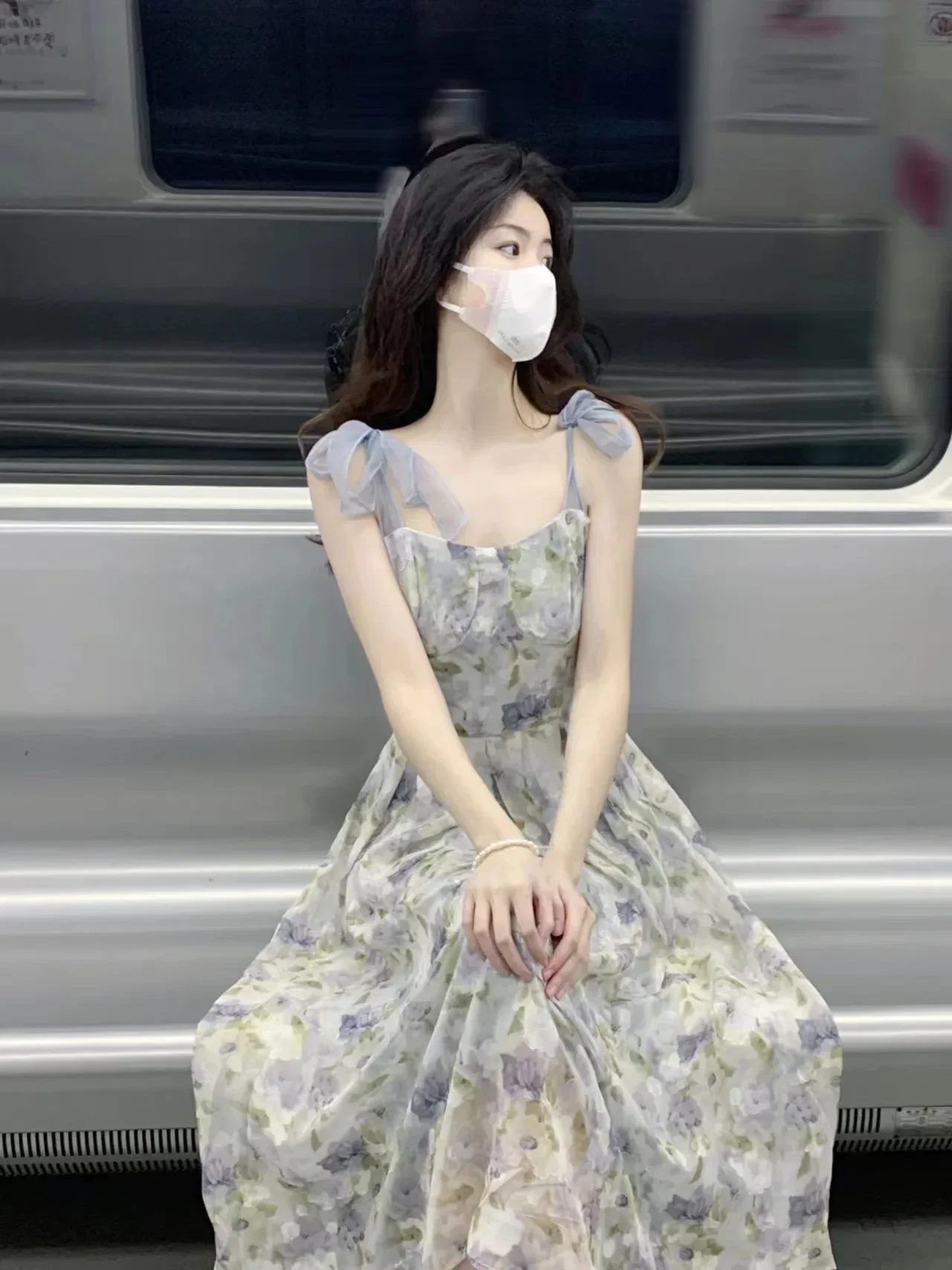 

Dress French Style Niche Oil Painting Spiritual Elf Forest System Tea Break First Love Waist-Fitted Dress Fragrant Long Dress