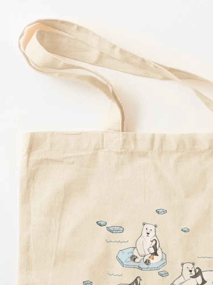 Polar Bear Loves Penguin Tote Bag tote bag woman tote bag custom Shopper handbag custom bags