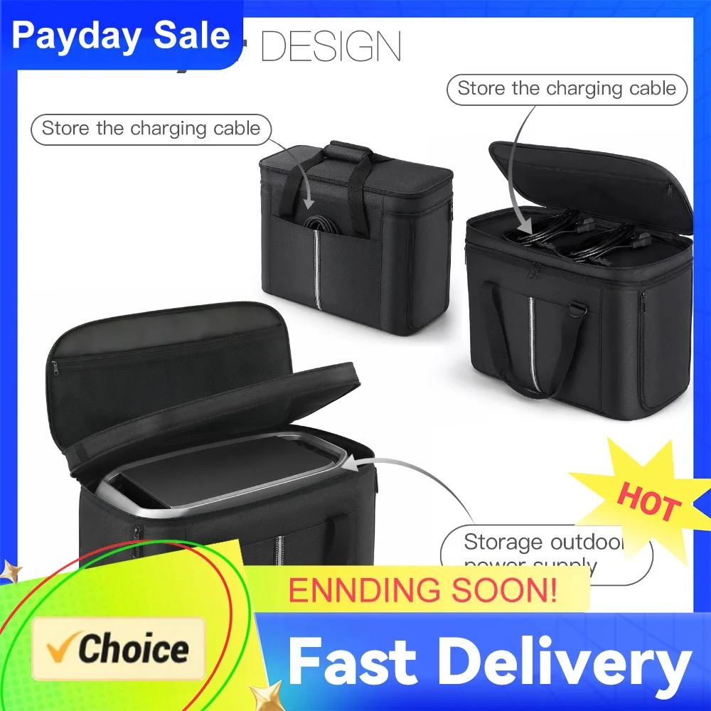 Hard Protective Case Fit for Ecoflow Delta 3 Max Plus/Delta 3 Max with Shoulder Strap & Handle Crossbody Travel Bag Shockproof
