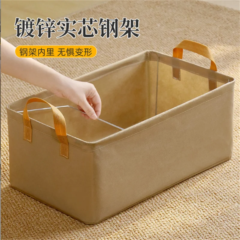 New clothing storage box, steel frame fabric folding storage basket, home dormitory underwear storage tool