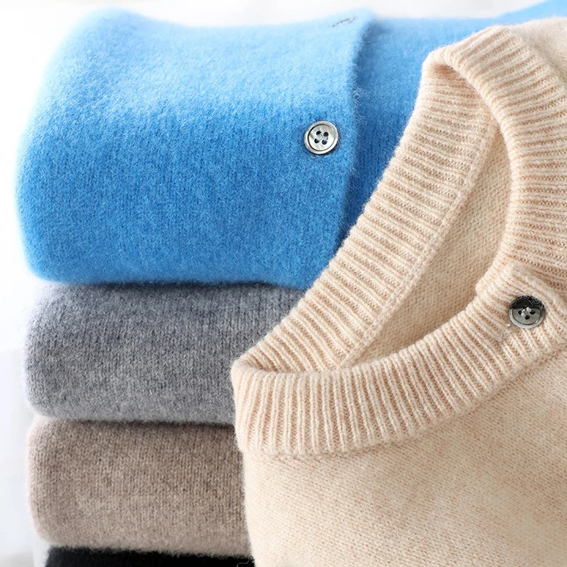 Meninos camisola de inverno sólido cardigan camisola de malha crianças engrossar camisola quente meninas o-pescoço casaco camisola adolescente roupas topos