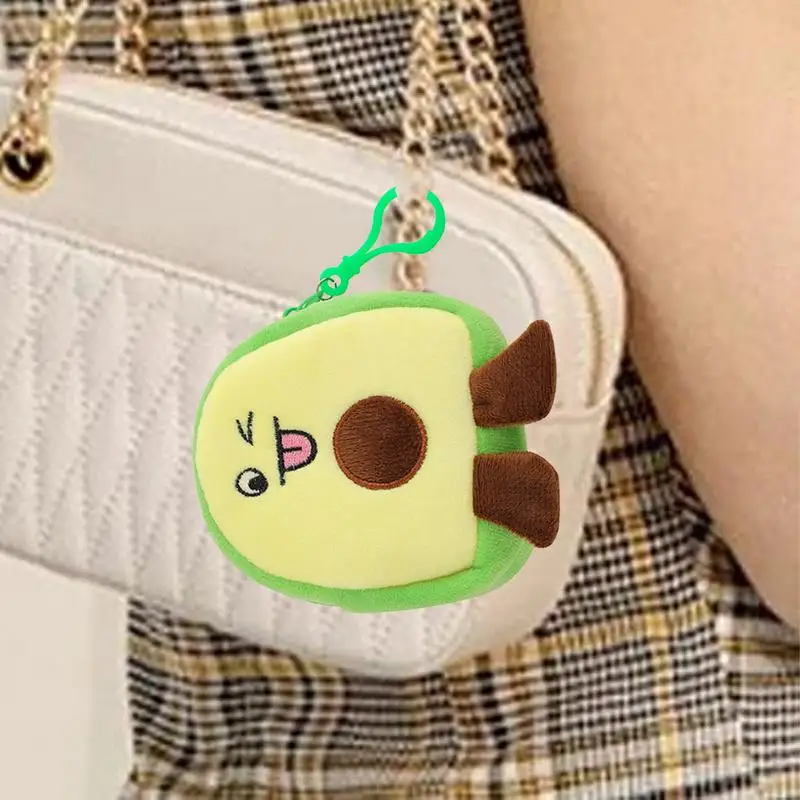 Cute Avocado Plush Coin Purse Fruit Small Wallet Plush Coin Pouch Change Holder Fashionable Avocado Plush Bag Pendant Small Soft