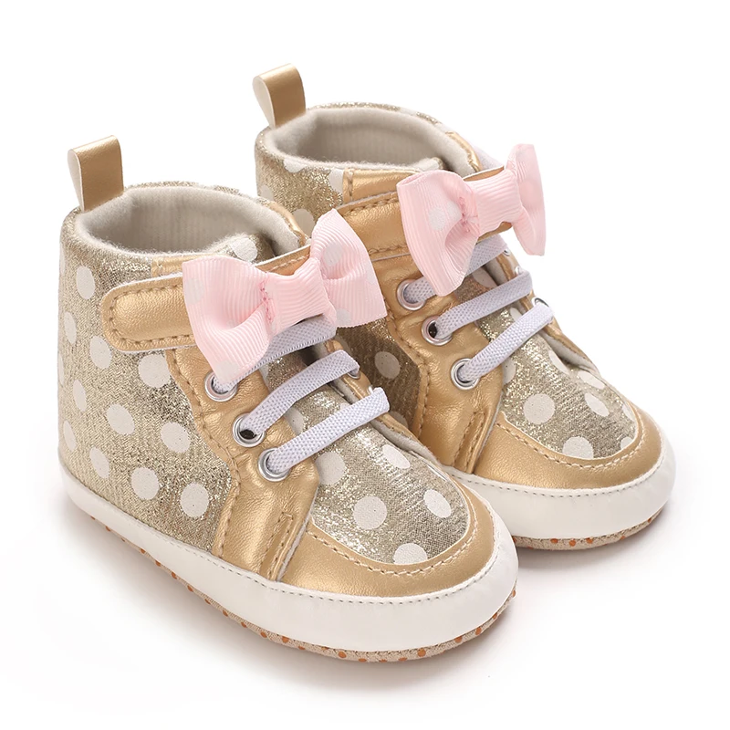 Spring and Autumn New Fine Sparkling Wave Point Butterfly Knot Boots for Children and Babies Comfortable Soft Bottom Sneakers