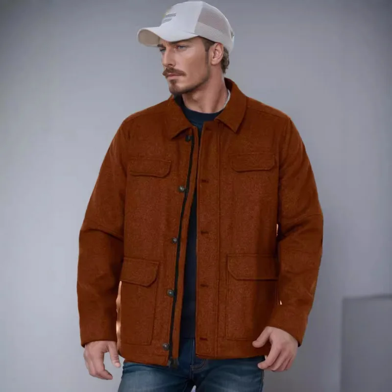 Giacca primavera/autunno Giacca casual dal design tascabile con temperamento primaverile e autunnale da uomo alla moda retrò