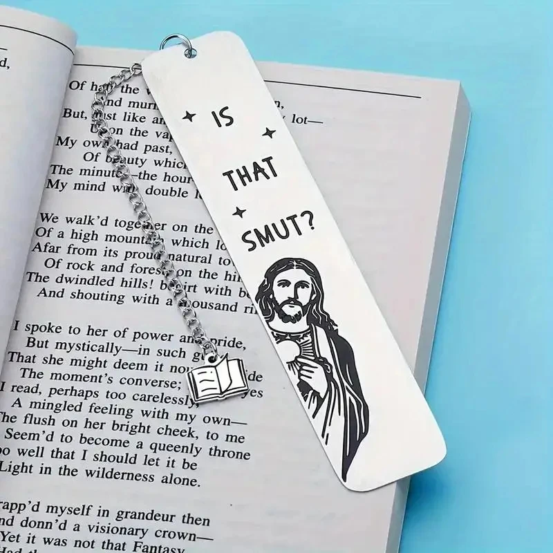 1 Stück lustiges Metall-Lesezeichen mit Quaste, Buchliebhaber-Humor, Jesus, der hervorblinzelt, Lesezeichen – Ist das Obszönität? Geburtstagsgeschenk für Leser