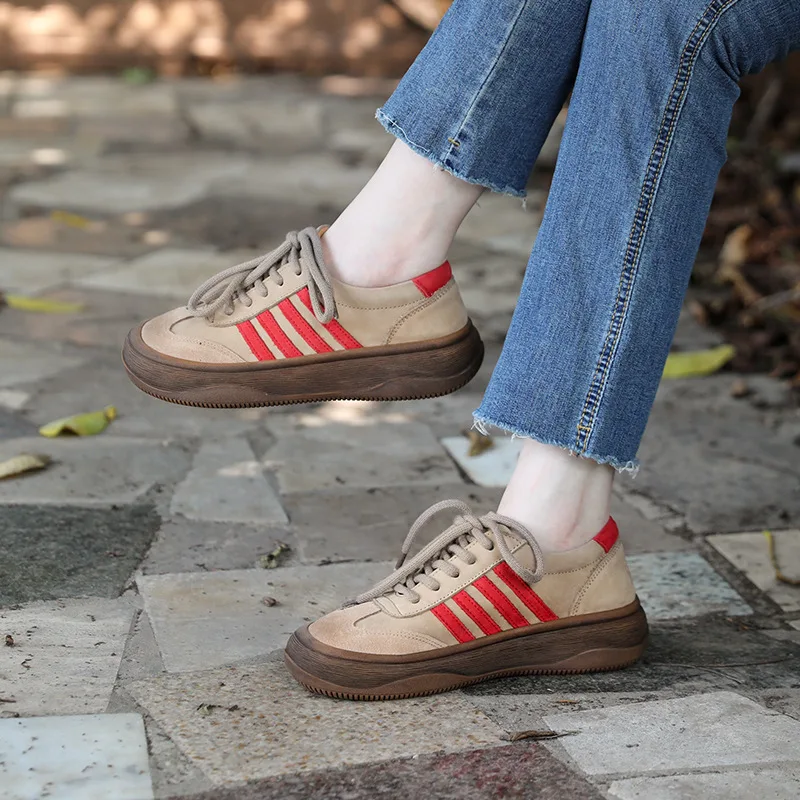 

Women Flats Genuine Leather Shoes for Women Handmade Leather Flats Ladies Casual Lace Up Shoes Sale Autumn Green 2023