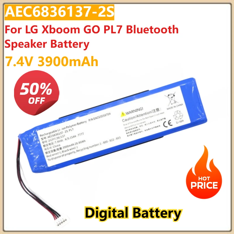 AEC6836137-2S 7.4V 3900mAh Replacement Digital Battery For LG Xboom GO PL7 Bluetooth Speaker High Quality