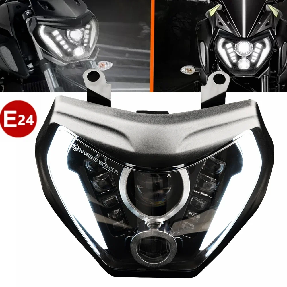 

Поп E-MARK Мотоциклетный фонарь для YAMAHA MT07 LED H4 Аксессуары для фар DRL 2014-2020 Фара для YAMAHA MT09 2014-2016