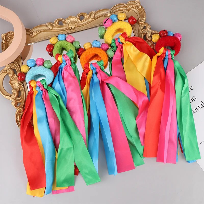 1Pcs Children's Wrist Ribbon Team Sports Pompom Cheerleading Big Match Pom Club Dance Props Elastic Bracelet With Elastic Rope