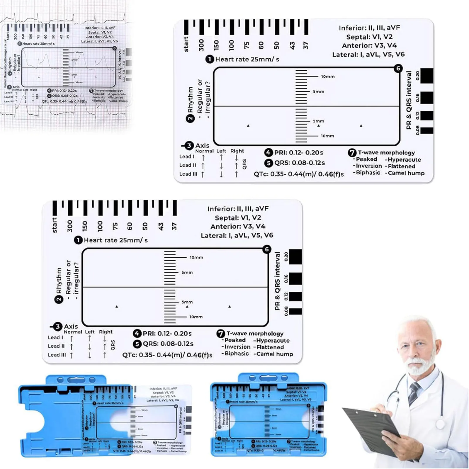 7 Step Ruler Ruler Plastic Ruler Measuring Tool for Ekg Interpretation Transparent Ekg Calipers Measuring Tool Easy Carry Ruler