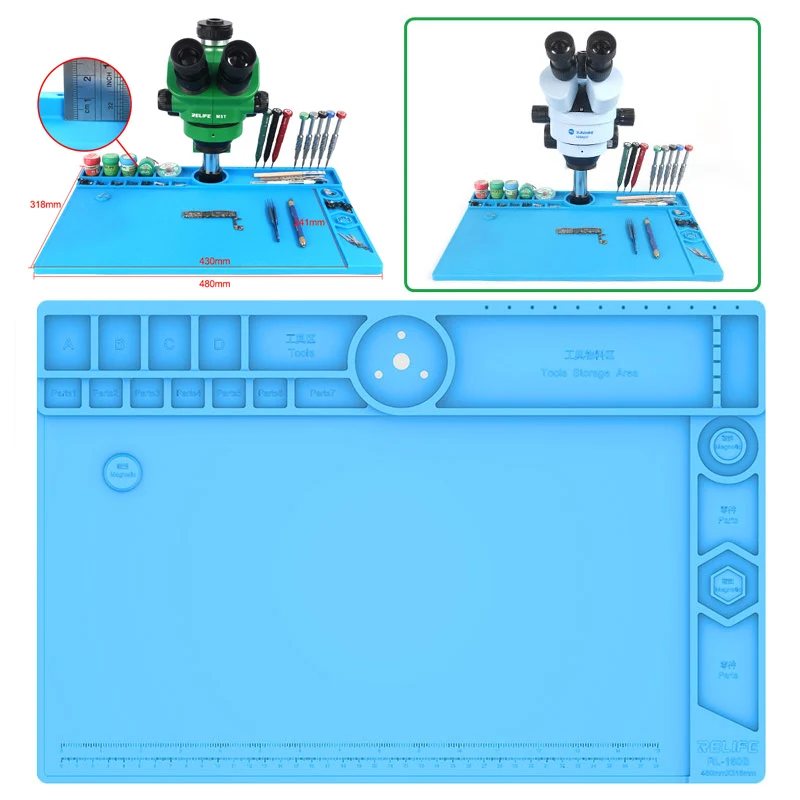 

Microscope work platform High temperature resistance insulating silicone pad for Microscope soldering Mobile Phone Repair tools