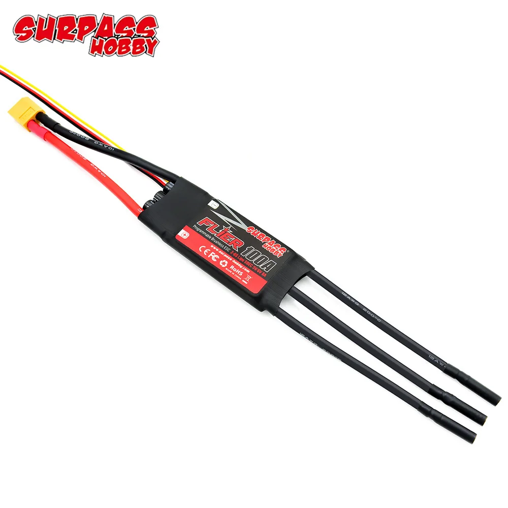 SURPASS HOBBY Flier 20A 30A 40A 50A 2-4S/ 60A 80A 100A 2-6S 32-bit Brushless ESC 5V/6V Switchable BEC For RC Airplane Helicopter